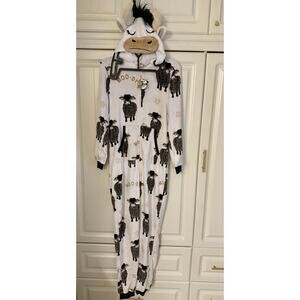 New Women’s Cow Pajamas One piece Removable Bell Size Extra Small XS